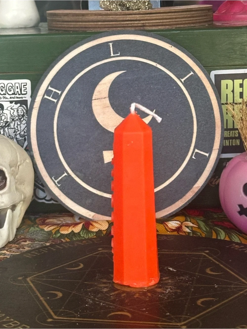 Orange Moon Phase Tower Candle